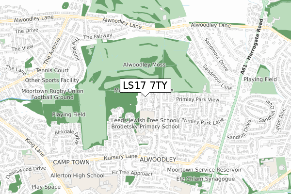 LS17 7TY map - small scale - OS Open Zoomstack (Ordnance Survey)