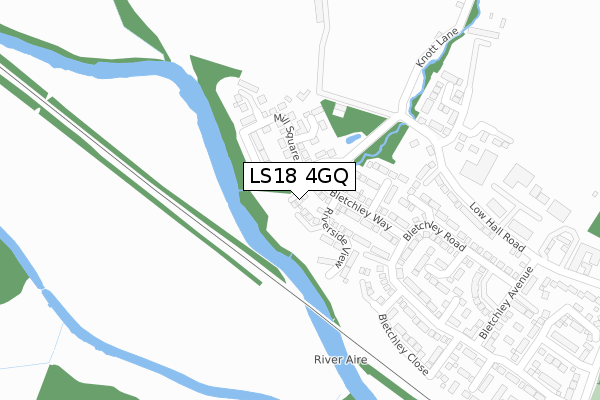 LS18 4GQ map - large scale - OS Open Zoomstack (Ordnance Survey)