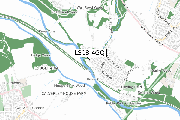 LS18 4GQ map - small scale - OS Open Zoomstack (Ordnance Survey)