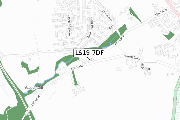 LS19 7DF map - large scale - OS Open Zoomstack (Ordnance Survey)