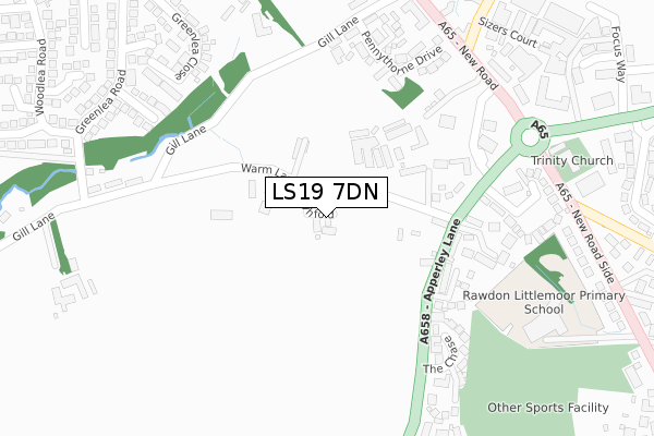 LS19 7DN map - large scale - OS Open Zoomstack (Ordnance Survey)