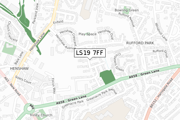 LS19 7FF map - large scale - OS Open Zoomstack (Ordnance Survey)