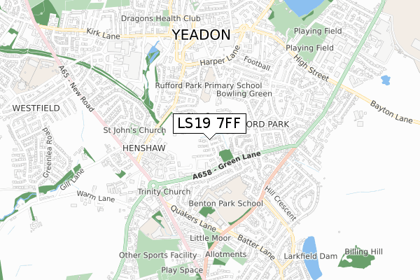 LS19 7FF map - small scale - OS Open Zoomstack (Ordnance Survey)