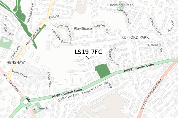 LS19 7FG map - large scale - OS Open Zoomstack (Ordnance Survey)