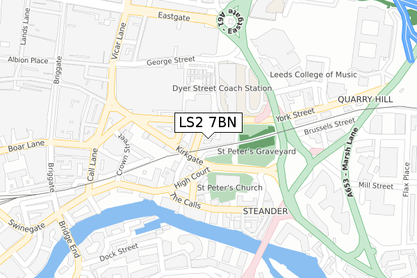 LS2 7BN map - large scale - OS Open Zoomstack (Ordnance Survey)