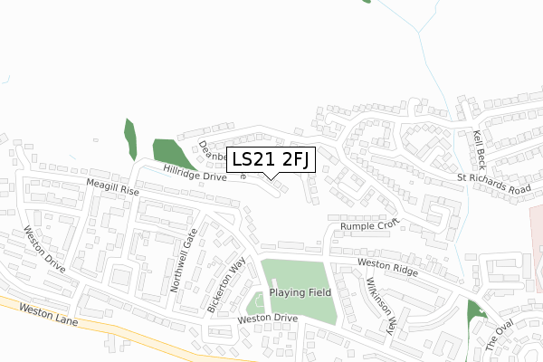 LS21 2FJ map - large scale - OS Open Zoomstack (Ordnance Survey)