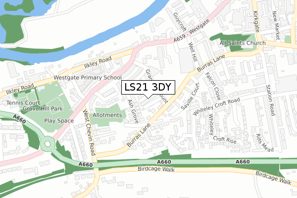 LS21 3DY map - large scale - OS Open Zoomstack (Ordnance Survey)