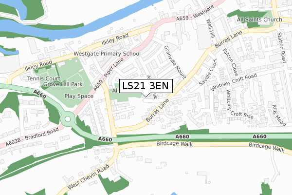 LS21 3EN map - large scale - OS Open Zoomstack (Ordnance Survey)