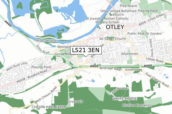 LS21 3EN map - small scale - OS Open Zoomstack (Ordnance Survey)