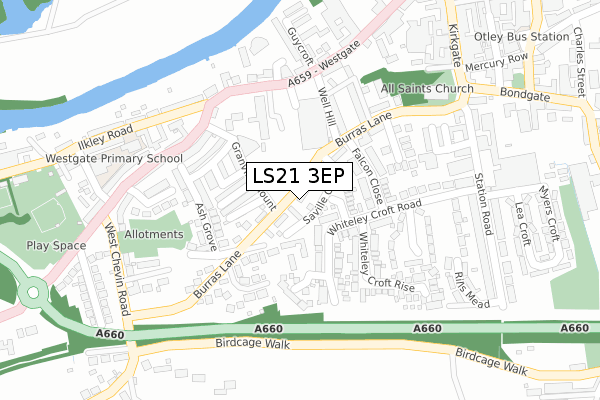 LS21 3EP map - large scale - OS Open Zoomstack (Ordnance Survey)