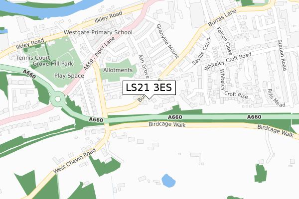 LS21 3ES map - large scale - OS Open Zoomstack (Ordnance Survey)