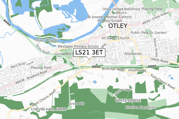 LS21 3ET map - small scale - OS Open Zoomstack (Ordnance Survey)