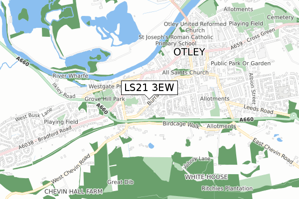 LS21 3EW map - small scale - OS Open Zoomstack (Ordnance Survey)