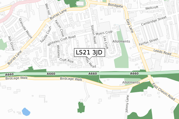 LS21 3JD map - large scale - OS Open Zoomstack (Ordnance Survey)