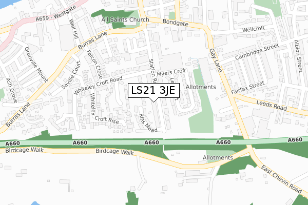 LS21 3JE map - large scale - OS Open Zoomstack (Ordnance Survey)