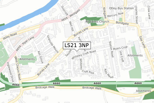 LS21 3NP map - large scale - OS Open Zoomstack (Ordnance Survey)