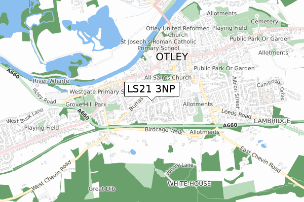 LS21 3NP map - small scale - OS Open Zoomstack (Ordnance Survey)