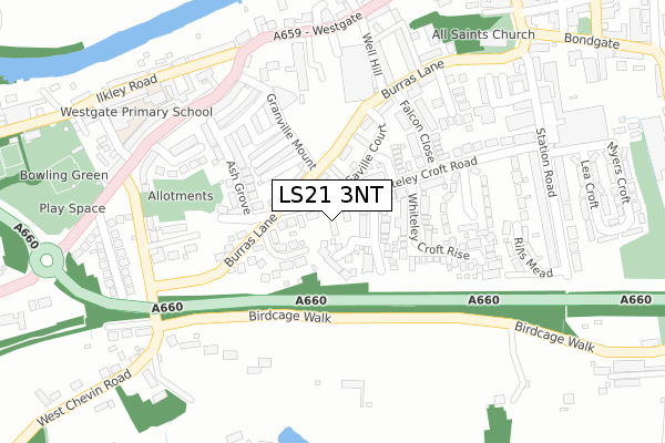 LS21 3NT map - large scale - OS Open Zoomstack (Ordnance Survey)