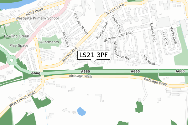 LS21 3PF map - large scale - OS Open Zoomstack (Ordnance Survey)