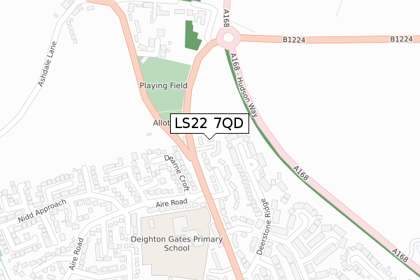 LS22 7QD map - large scale - OS Open Zoomstack (Ordnance Survey)