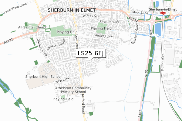 LS25 6FJ map - small scale - OS Open Zoomstack (Ordnance Survey)