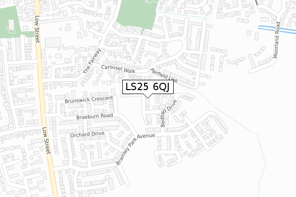 LS25 6QJ map - large scale - OS Open Zoomstack (Ordnance Survey)