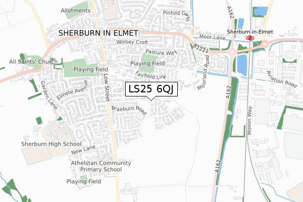 LS25 6QJ map - small scale - OS Open Zoomstack (Ordnance Survey)