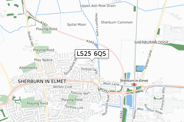 LS25 6QS map - small scale - OS Open Zoomstack (Ordnance Survey)