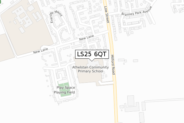 LS25 6QT map - large scale - OS Open Zoomstack (Ordnance Survey)