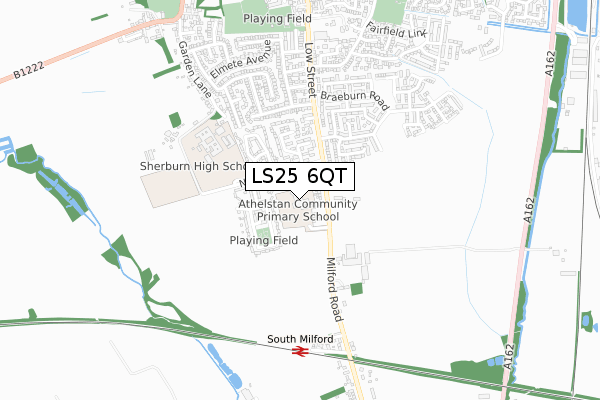 LS25 6QT map - small scale - OS Open Zoomstack (Ordnance Survey)