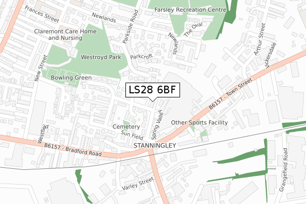 LS28 6BF map - large scale - OS Open Zoomstack (Ordnance Survey)