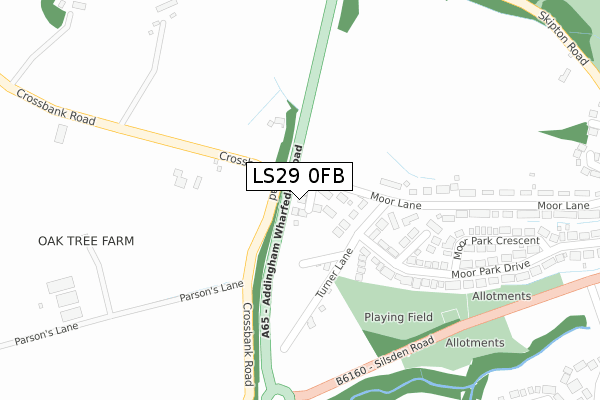 LS29 0FB map - large scale - OS Open Zoomstack (Ordnance Survey)