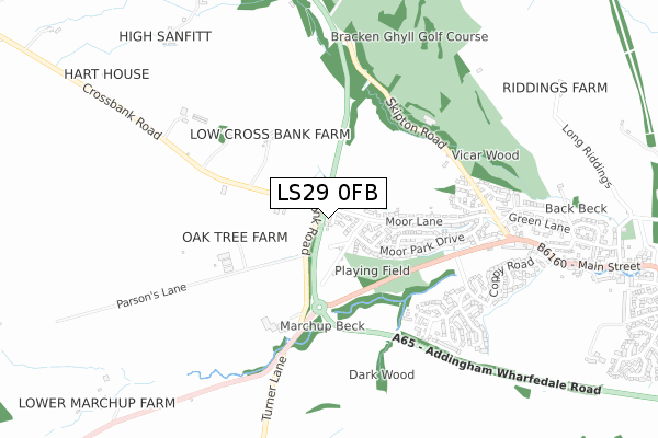 LS29 0FB map - small scale - OS Open Zoomstack (Ordnance Survey)