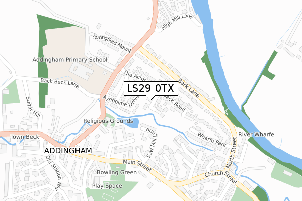 LS29 0TX map - large scale - OS Open Zoomstack (Ordnance Survey)