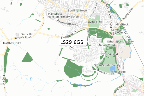 LS29 6GS map - small scale - OS Open Zoomstack (Ordnance Survey)