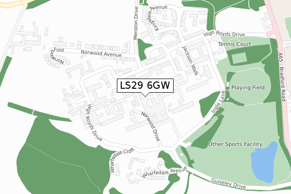 LS29 6GW map - large scale - OS Open Zoomstack (Ordnance Survey)