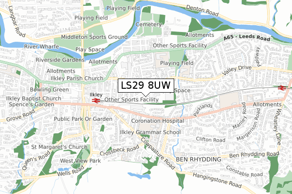 LS29 8UW map - small scale - OS Open Zoomstack (Ordnance Survey)