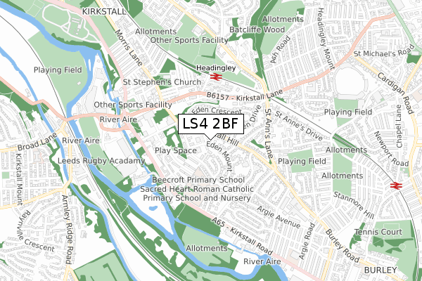 LS4 2BF map - small scale - OS Open Zoomstack (Ordnance Survey)