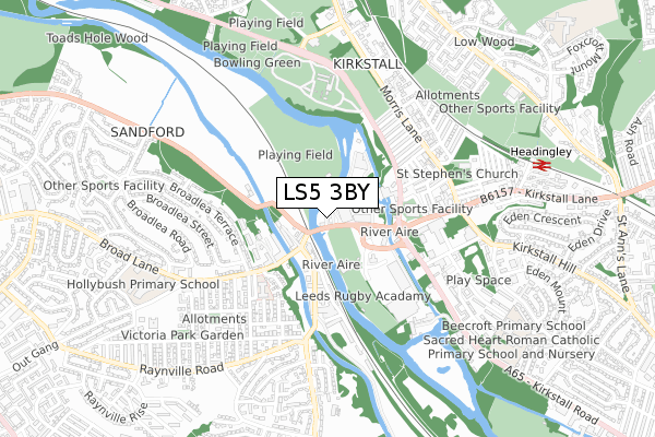 LS5 3BY map - small scale - OS Open Zoomstack (Ordnance Survey)