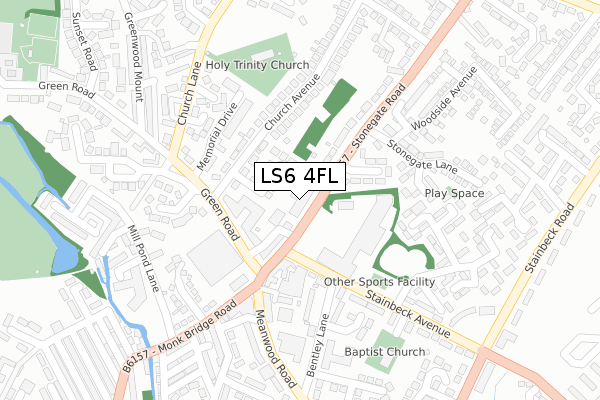 LS6 4FL map - large scale - OS Open Zoomstack (Ordnance Survey)