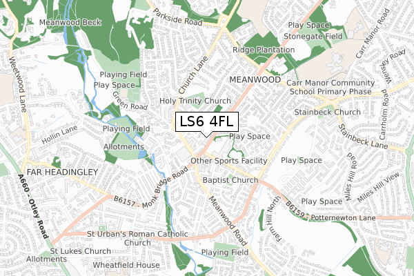 LS6 4FL map - small scale - OS Open Zoomstack (Ordnance Survey)