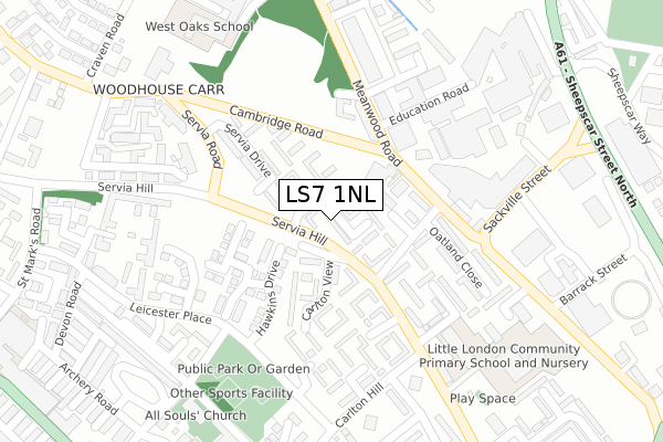 LS7 1NL map - large scale - OS Open Zoomstack (Ordnance Survey)