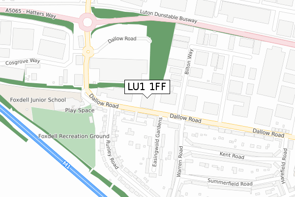 LU1 1FF map - large scale - OS Open Zoomstack (Ordnance Survey)