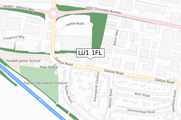 LU1 1FL map - large scale - OS Open Zoomstack (Ordnance Survey)