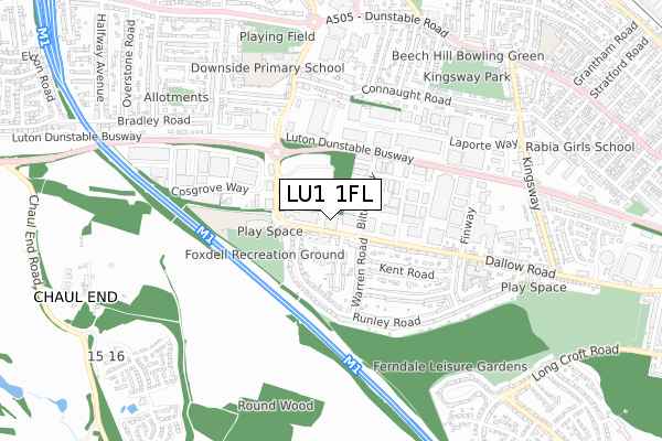 LU1 1FL map - small scale - OS Open Zoomstack (Ordnance Survey)