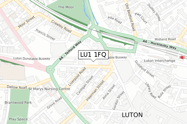 LU1 1FQ map - large scale - OS Open Zoomstack (Ordnance Survey)