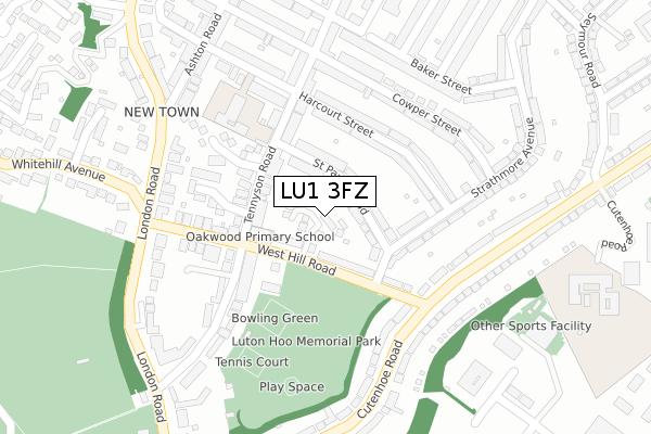 LU1 3FZ map - large scale - OS Open Zoomstack (Ordnance Survey)