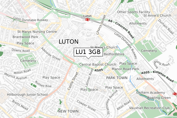 LU1 3GB map - small scale - OS Open Zoomstack (Ordnance Survey)