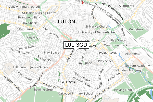 LU1 3GD map - small scale - OS Open Zoomstack (Ordnance Survey)