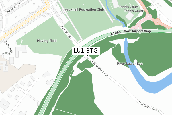 LU1 3TG map - large scale - OS Open Zoomstack (Ordnance Survey)